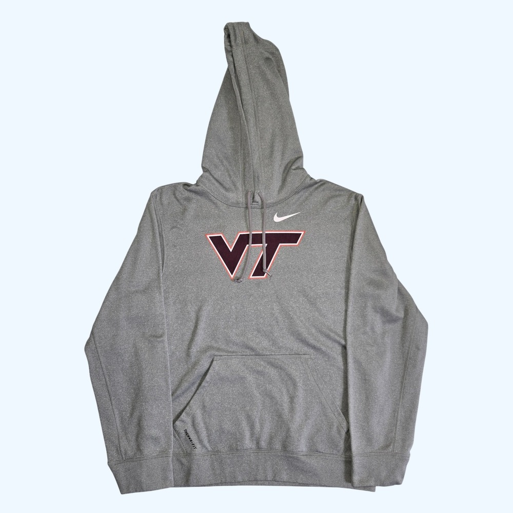Nike Virginia Tech VT Therma-FIT Hoodie Mens Small Gray 574780-063 Hokies NCAA